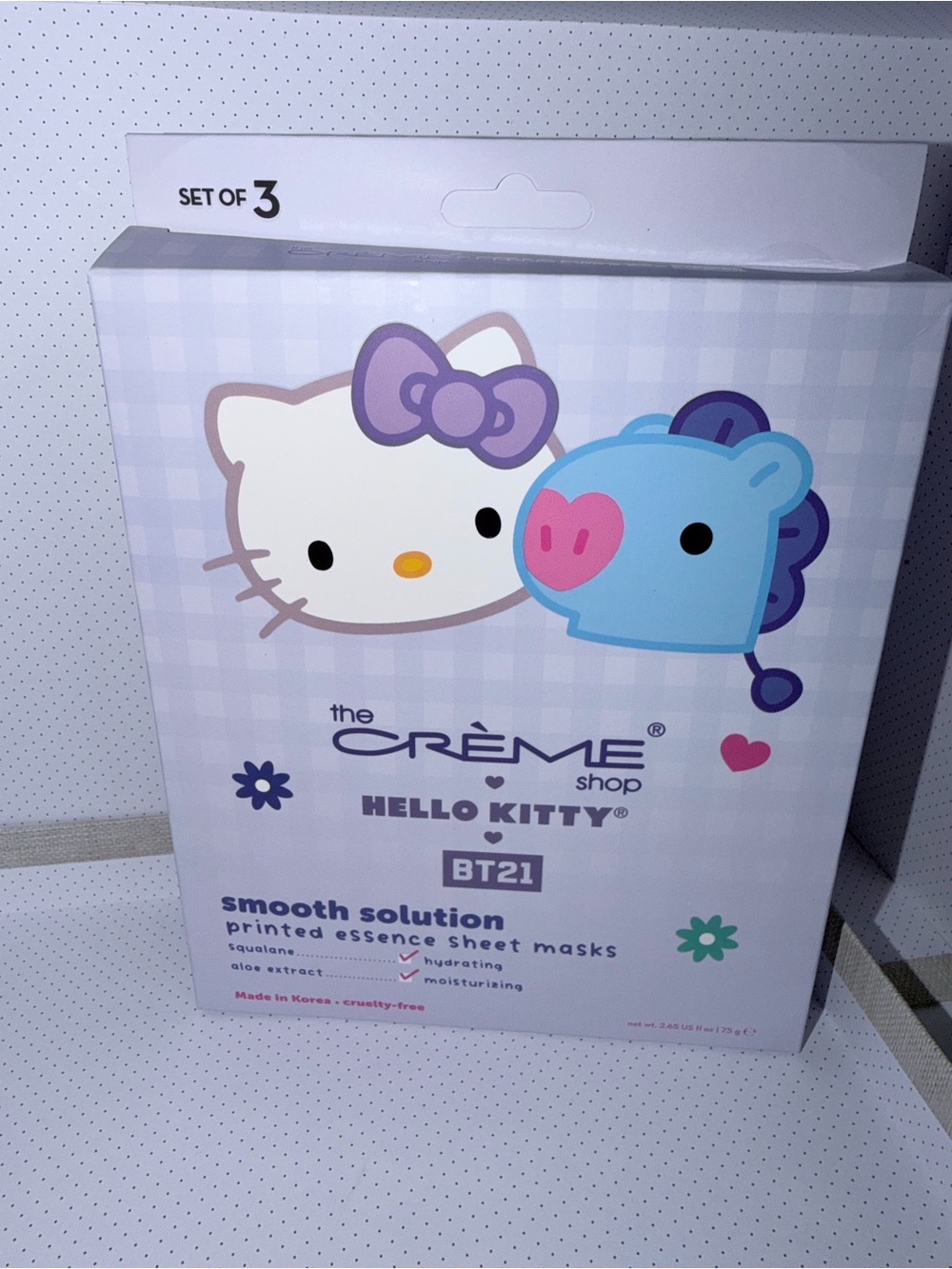 Hello Kitty BT21 Smooth Solution Sheet Masks - Purple/Blue (Set of 3)
